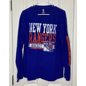 NHL Men's New York Rangers Long Sleeve Logo T Shirt Blue‎ Size Medium